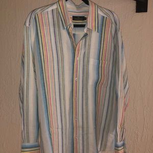 MENS BUGATCHI LINEN BUTTON DOWN SHIRT SIZE L